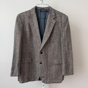 Brooks Brothers Blazer 43R Herringbone 90s Wool Silk Linen Made in USA